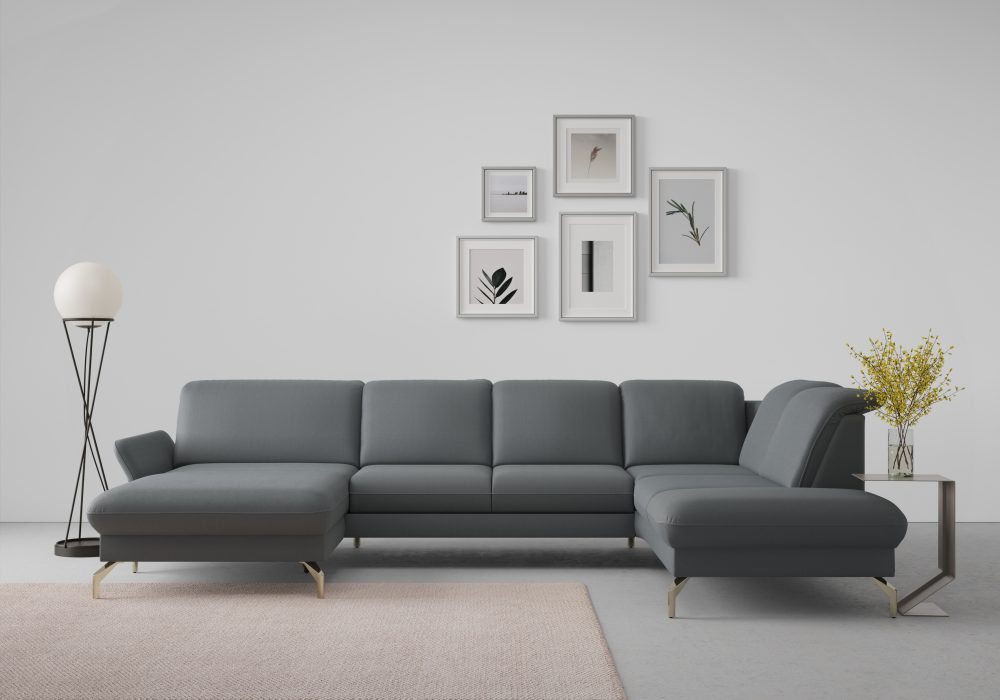 sit&more Wohnlandschaft »Fashion«, wahlweise mit Kopfteilverstellung und Vorziehsitz, motorisch, mit satinierten Nickelfüssen