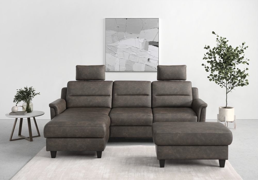 sit&more Ecksofa »Farö«, inklusive Federkern, mit wengefarbenen Füssen, wahlweise mit Bettfunktion und Bettkasten