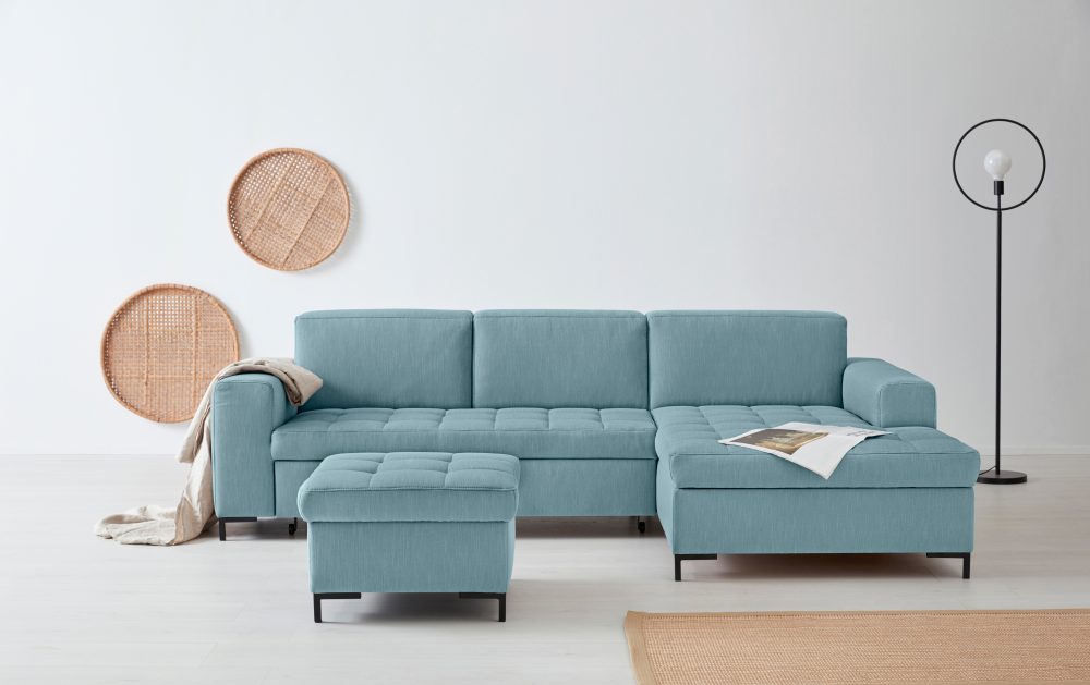 GOODproduct Ecksofa »Grazzo«, hochwertige Stoffe aus recyceltem Material, Steppung im Sitzbereich, wahlweise mit Bettfunktion und Bettkasten