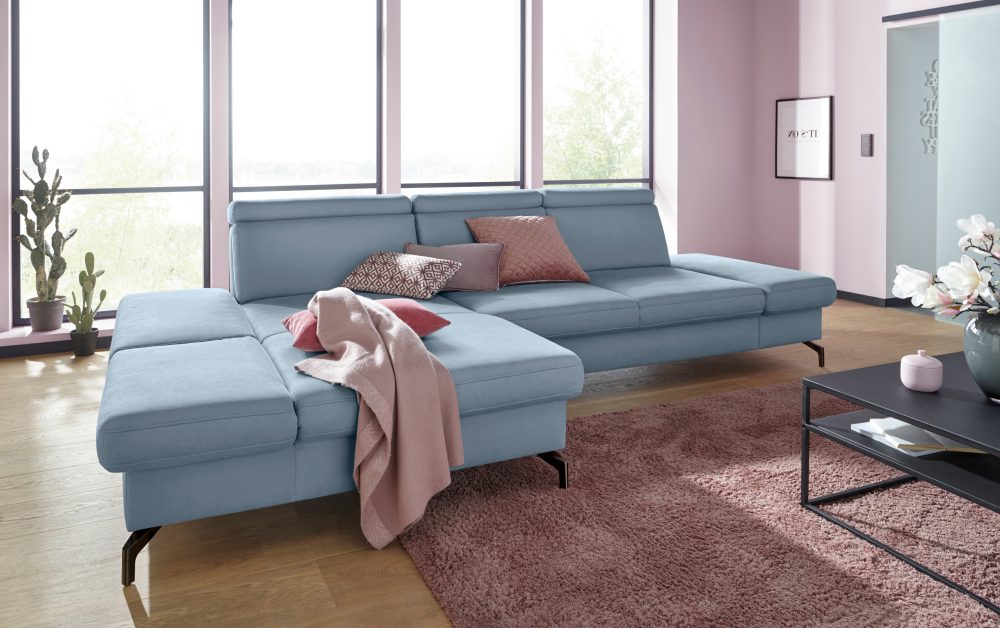 sit&more Ecksofa, Fusshöhe 12 cm, inklusive Sitztiefen-, Armteil- und Kopfteilverstellung
