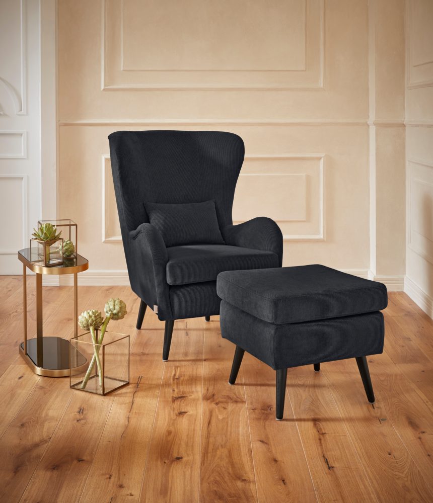 Guido Maria Kretschmer Home&Living Sessel »Salla«, wahlweise mit oder ohne Hocker, grosser Sessel: Masse B/T/H: 78/94/118 cm, Bezug auch in Luxus-Microfaser in Teddyfelloptik