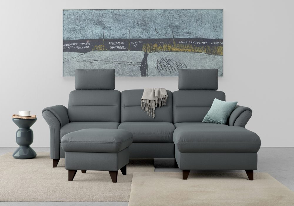 sit&more Ecksofa »Mellum«, inklusive Federkern, wahlweise mit Bettfunktion, Bettkasten und Armteilfunktion
