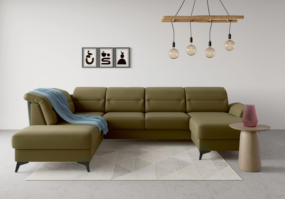sit&more Wohnlandschaft »Sinatra«, optional mit Kopfteilverstellung und Armteilfunktion oder mit Kopfteilverstellung, Armteilfunktion, Bettfunktion und Stauraum, mattschwarze Metallfüsse