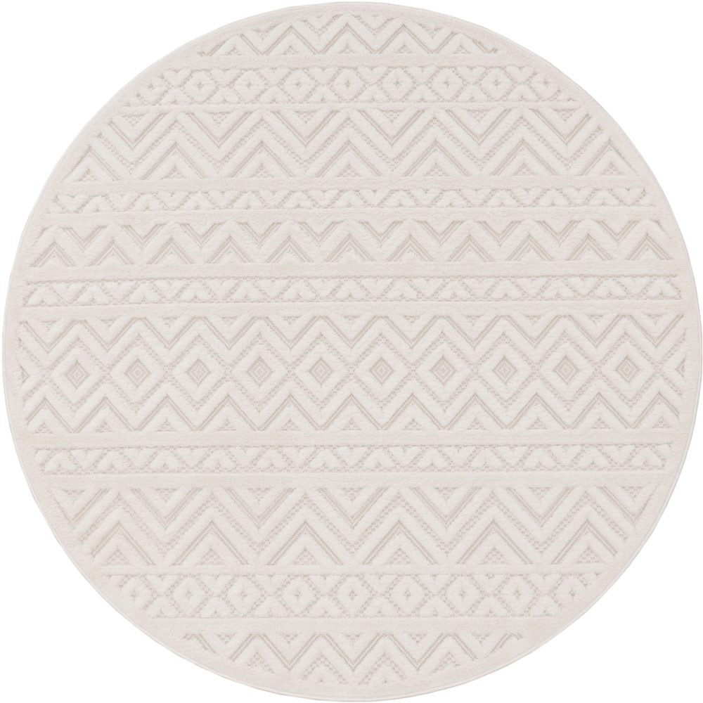 Paco Home Teppich »Livorno 673«, rund, Uni-Farben, Scandi, Rauten Muster, Hoch-Tief Effekt, Outdoor geeignet