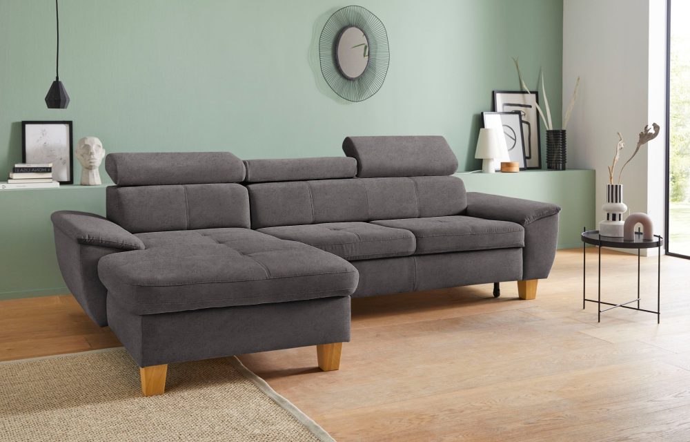 exxpo - sofa fashion Ecksofa, inklusive Kopfteilverstellung, wahlweise mit Bettfunktion und Bettkasten
