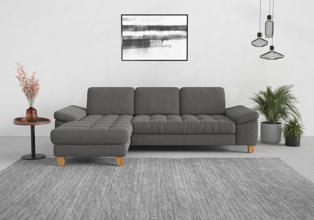sit&more Ecksofa, mit Recamiere, mit oder ohne Bettfunktion, Bettkasten, Füsse Eiche