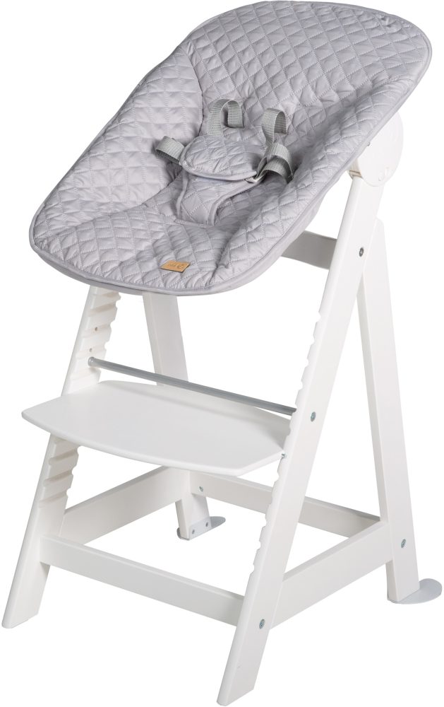 roba Treppenhochstuhl Born Up weiß Set 2 in 1 inkl. Aufsatz Style grau