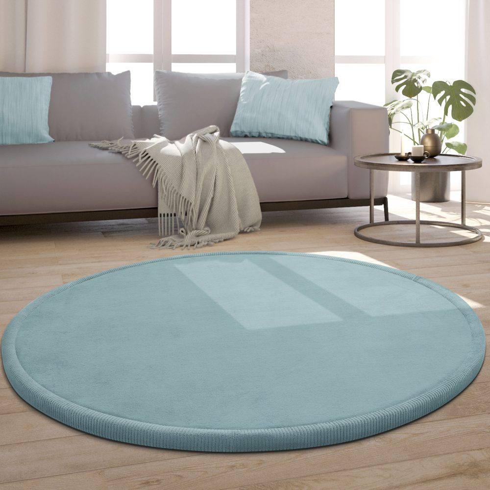 Paco Home Teppich »Tatami 475«, rund, Kurzflor, Uni Farben, mit Memory Foam, waschbar