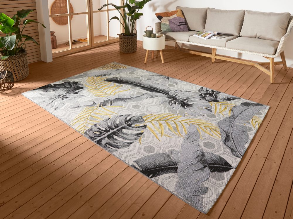 HANSE Home Outdoorteppich »Gold Leaves«, rechteckig, 3 mm Höhe, strapazierfähig, robust, pflegeleicht, fussbodenheizungsgeeignet