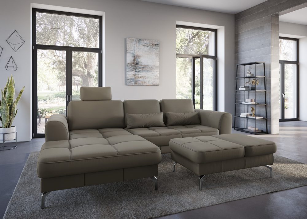 sit&more Ecksofa »Bendigo V«, inklusive Sitztiefenverstellung, Bodenfreiheit 15 cm, wahlweise in 2 unterschiedlichen Fussfarben