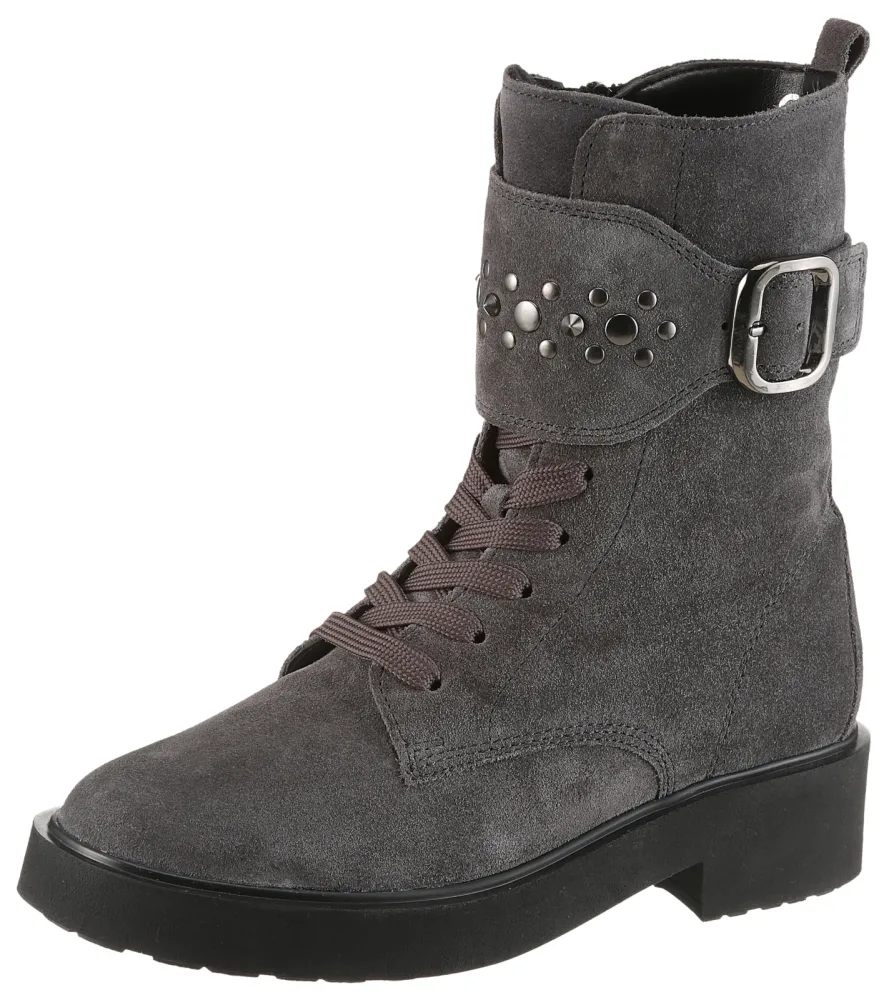 Gabor Winterstiefelette, Blockabsatz, Schnürboots, Schnürstiefelette mit Nieten