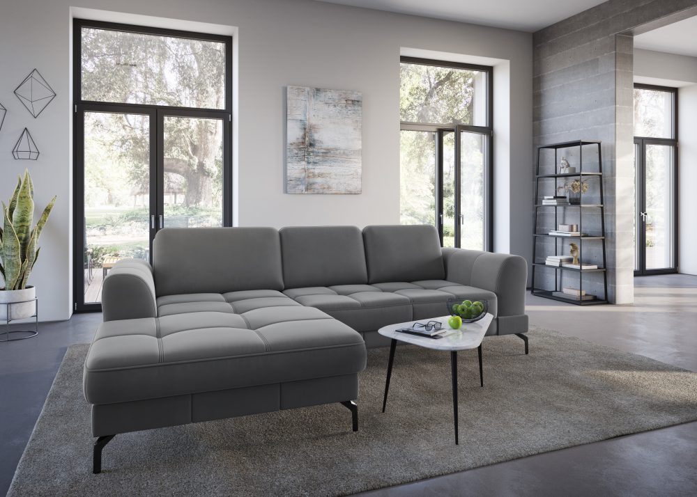 sit&more Ecksofa »Bendigo V«, inklusive Sitztiefenverstellung, Bodenfreiheit 15 cm, wahlweise in 2 unterschiedlichen Fussfarben
