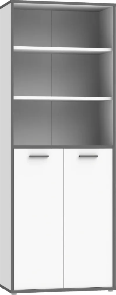 Regalkombination In Weiss/grau 84,5/226,5/41,5 cm 
