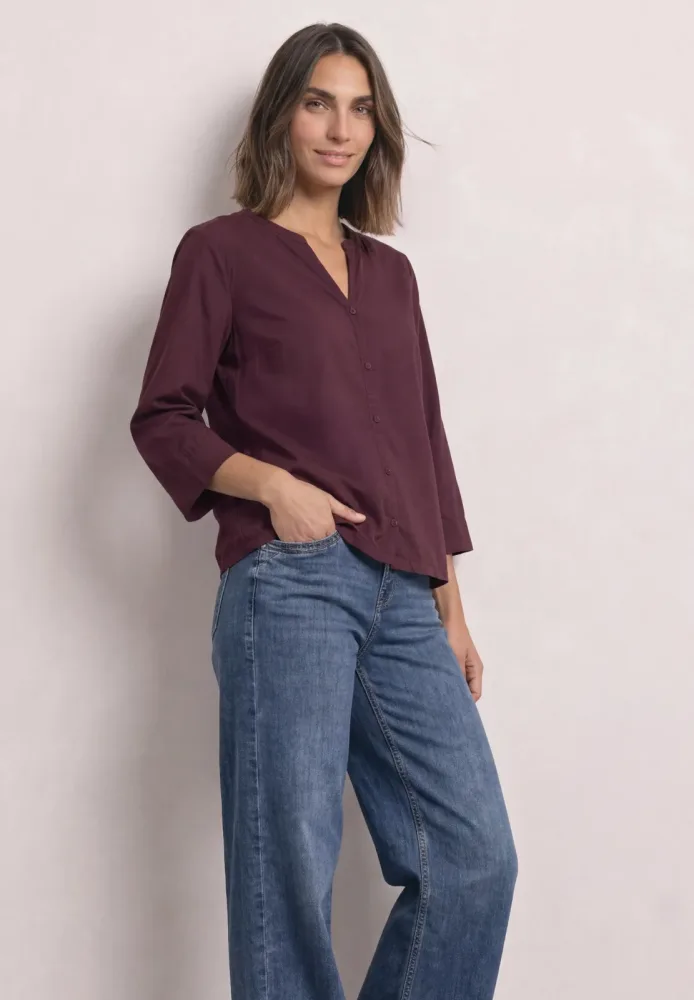 STREET ONE Schlupfbluse 3/4-Arm Sommerbluse mit Split Neck
