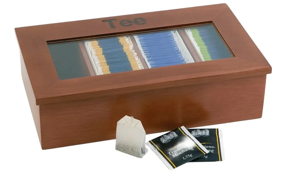 Teebox mit 4 Kammern, 33.5cmx20cm, H9cm