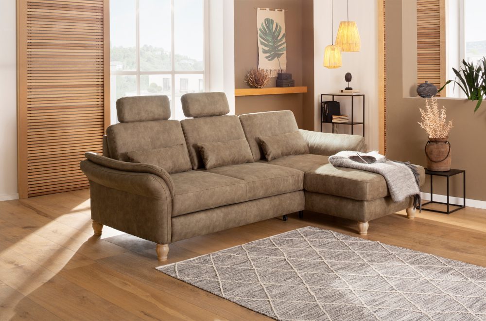 Home affaire Ecksofa »Palazzo«, incl. Sitztiefenverstellung, wahlweise mit Bettfunktion und Stauraum,Federkern