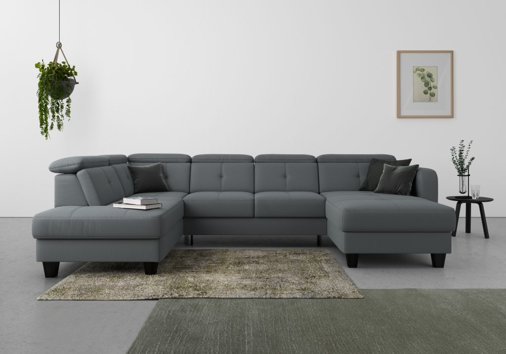 sit&more Wohnlandschaft »Bellucci«, inklusive Kopfteilverstellung und Federkern, wahlweise mit Bettfunktion und Bettkasten