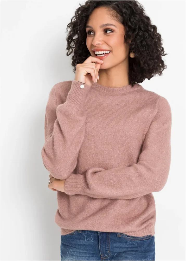 bonprix Strickpullover aus Polyacryl, Polyester, Polyamid und Elasthan, lockere Passform
