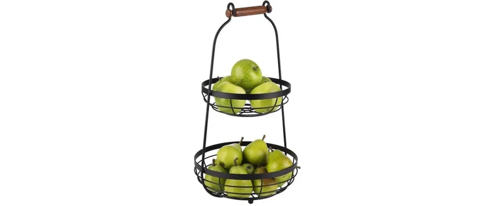 2-stufige Etagère D26cm H48cm Metall schwarz