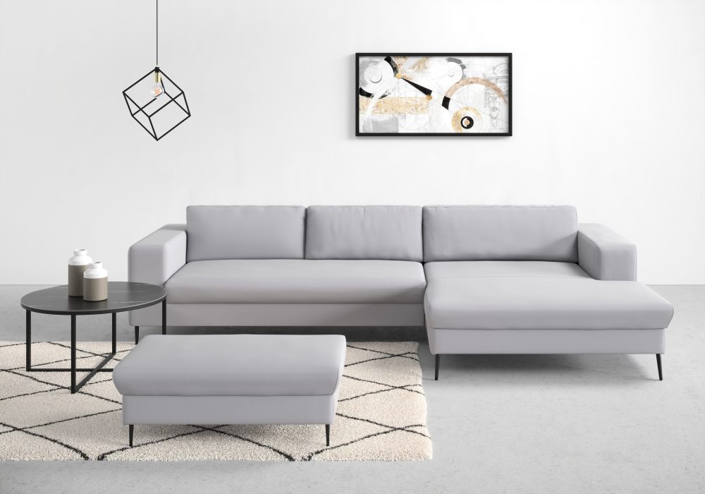 DOMO collection Ecksofa »Modica«, moderne Optik mit grosszügiger Recamiere, frei im Raum stellbar