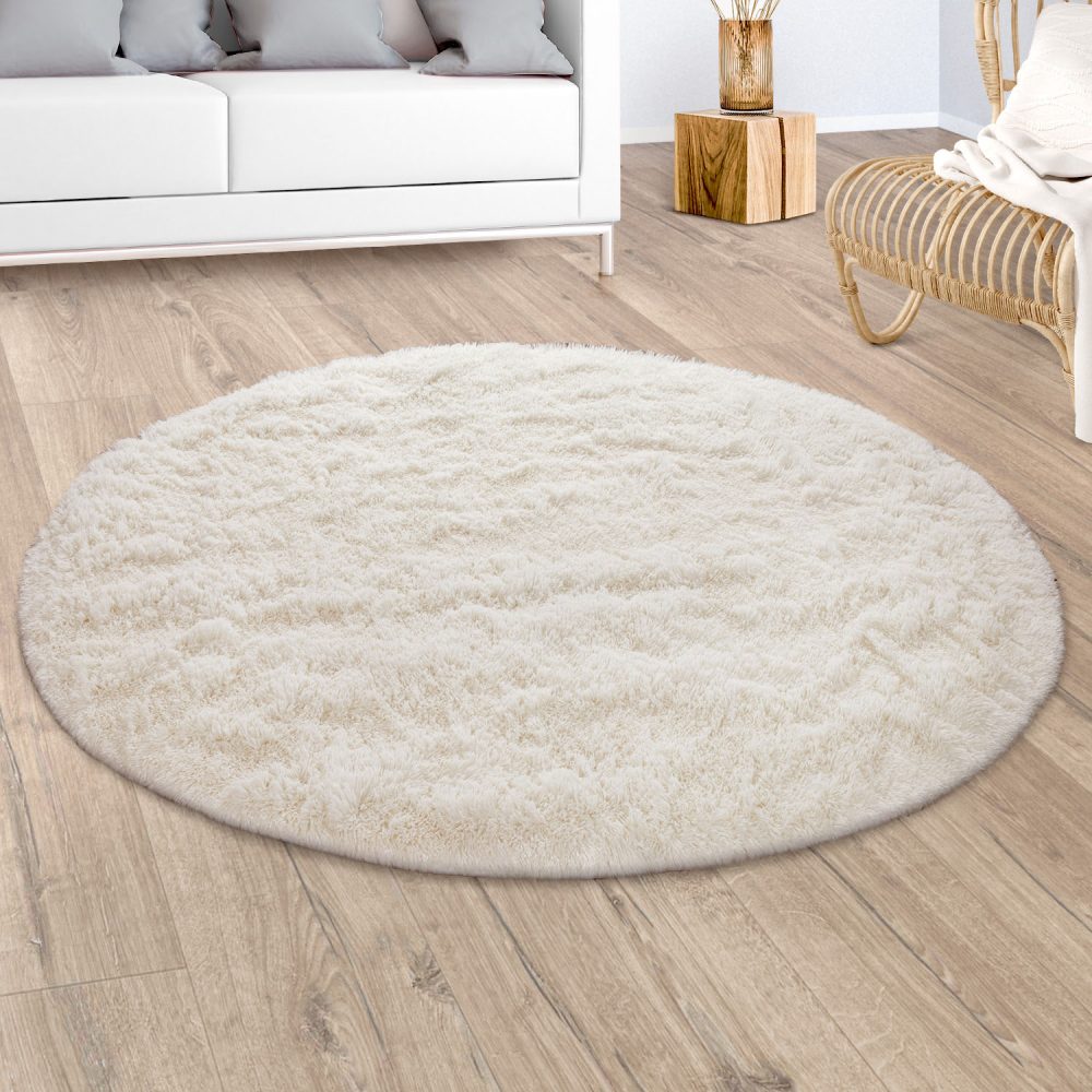 Paco Home Hochflor-Teppich »Silky 591«, rund, Uni Farben, besonders weich und kuschelig