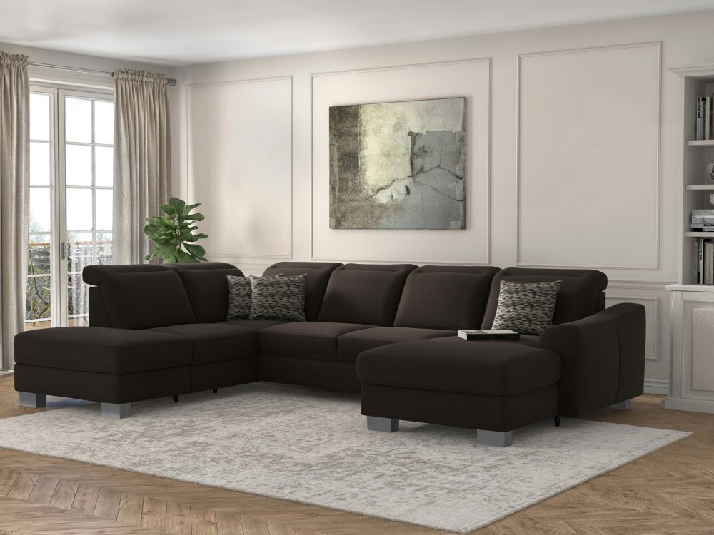 sit&more Wohnlandschaft »Durness«, mit Federkern und hochwertigen Edelstahlfüssen, wahlweise mit Kopfteilverstellung, optional mit Bettfunktion und Stauraum