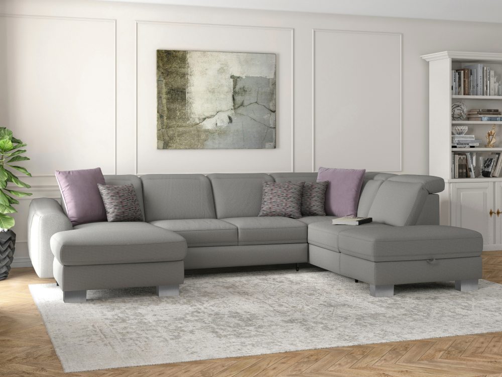 sit&more Wohnlandschaft »Durness«, mit Federkern und hochwertigen Edelstahlfüssen, wahlweise mit Kopfteilverstellung, optional mit Bettfunktion und Stauraum