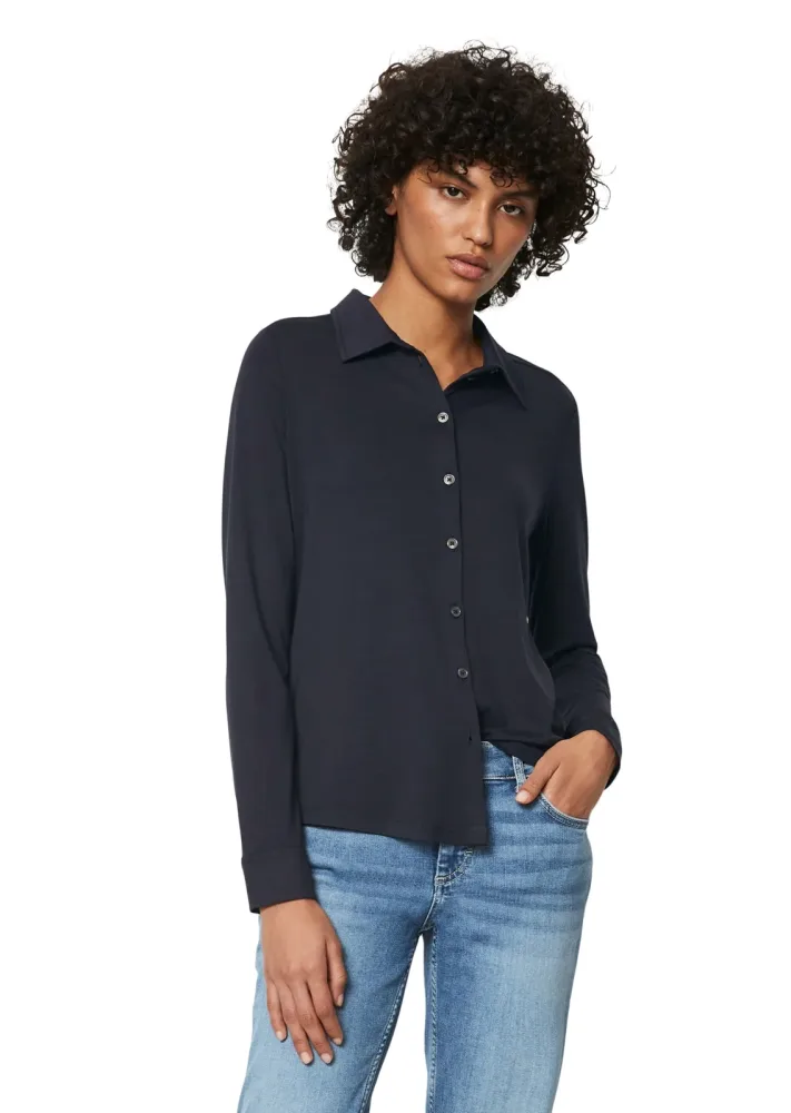 Marc O'Polo - Poloshirt, langarm, für Damen, Dunkelblau, Größe M