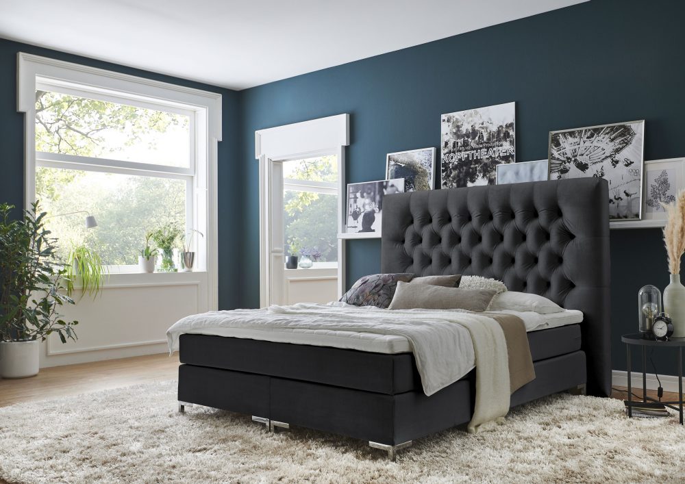 ATLANTIC home collection Boxspringbett, mit Topper und extra hohem Kopfteil