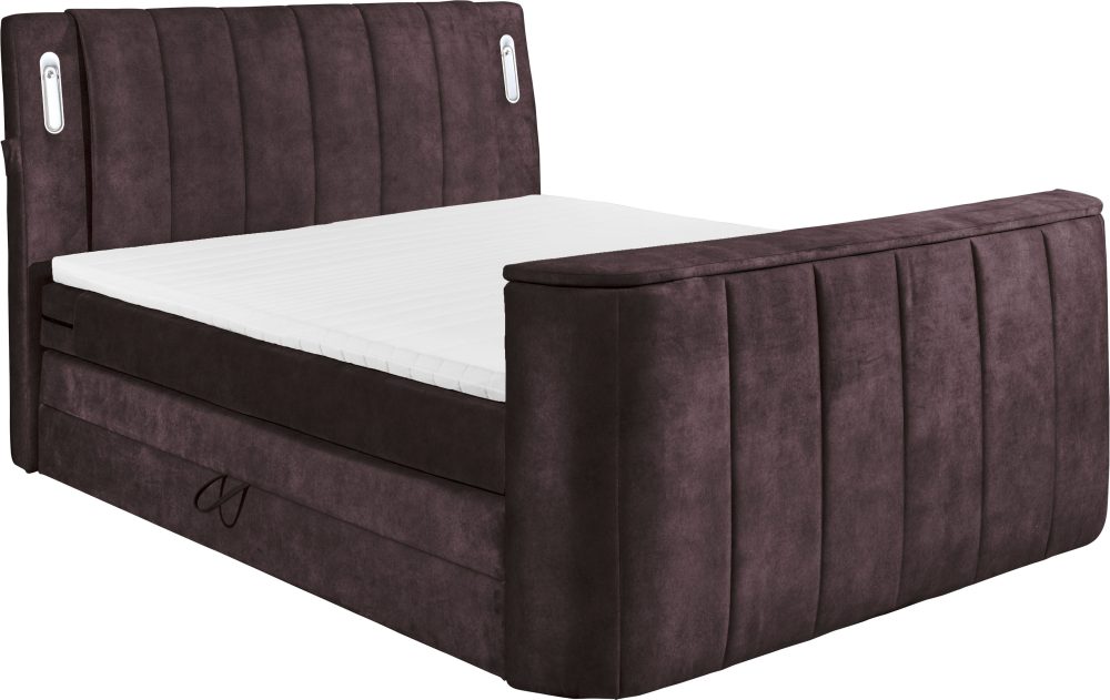 MID.YOU Boxspringbett 180/200 cm in aubergine , Dallas 6 , 180 cm , 002220049301