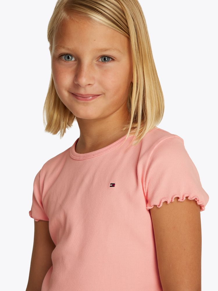 Tommy Hilfiger T-Shirt »ESSENTIAL RIB TOP SS« mit Logostickerei