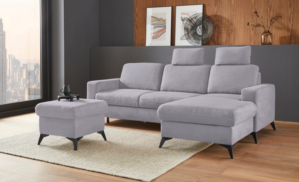 Places of Style Ecksofa »Lolland«, Wahlweise mit Bettfunktion und Bettkasten, Federkern, auch mit abwischbarem Bezug