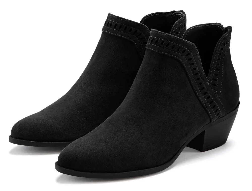 LASCANA Cowboy Stiefelette Cowboy Boots, Western Stiefelette, Ankleboots mit Ausschnitt VEGAN