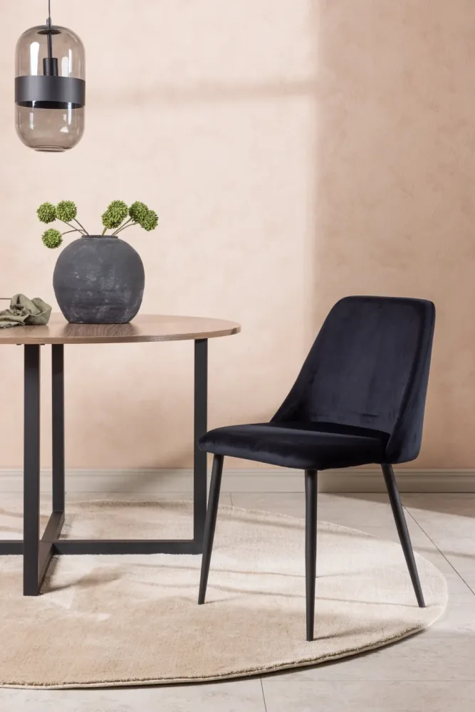 Stuhl 2er-Set Neba Schwarz Stahl/Polyester B 48 cm - Material: Polyester-Samt/Stahl - Stuhl 2er-Set