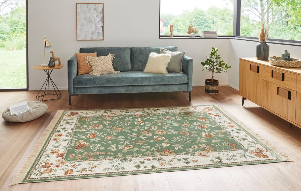 Nouristan - Teppich Oriental Velvet with Fringes Oriental Flowers - 95 x 140 cm
