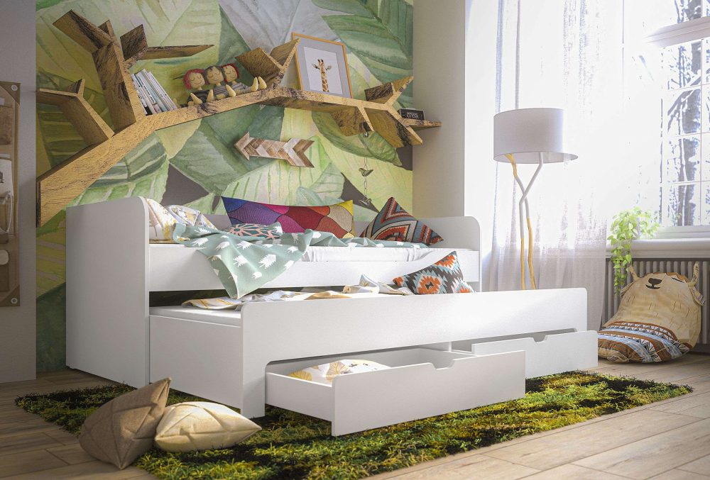 Home affaire Jugendbett »Bett Tulsa mit zusätzlicher ausziehbarer Schlaffläche und Schubladen«, Jugendbett BxTxH 197,5x96x79 cm
