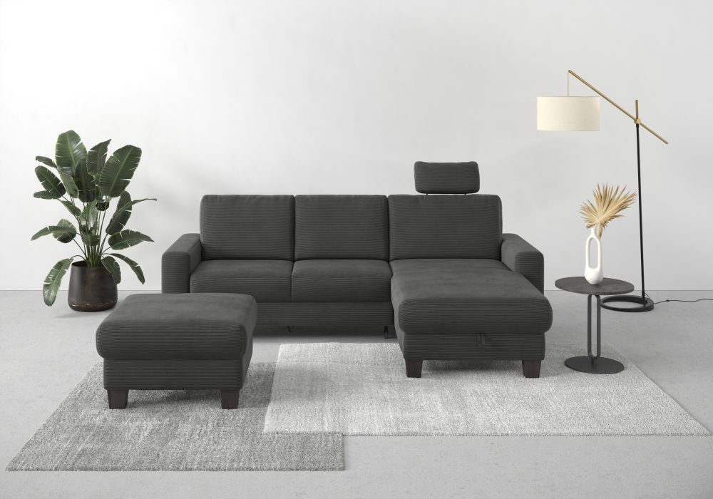 Home affaire Ecksofa »Summer«, mit Recamiere, mit oder ohne Bettfunktion und Bettkasten, Cord-Bezug