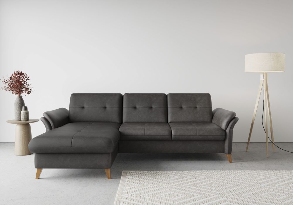 sit&more Ecksofa »Göteborg«, inklusive Sitztiefenverstellung und Federkern, wahlweise mit Bettfunktion und Bettkasten