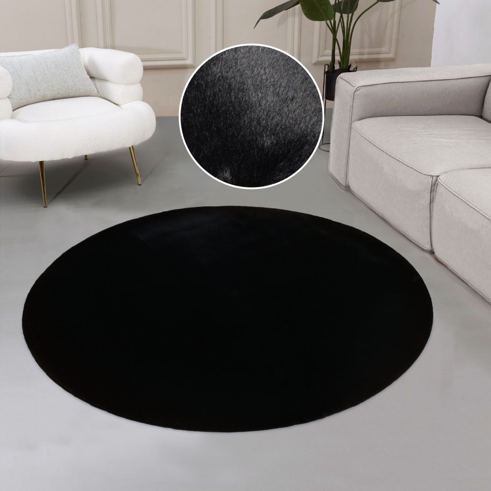 Leonique Fellteppich »Balu«, rund, 20 mm Höhe, Kunstfell in Kaninchenfell Haptik, fussbodenheizungsgeeignet, pflegeleicht, ideale Teppiche für Wohnzimmer, Schlafzimmer, Esszimmer, Arbeitszimmer