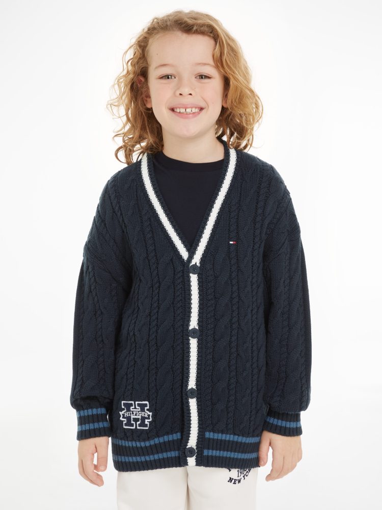 Tommy Hilfiger Strickjacke »H CARDIGAN SWEATER«, Kinder bis 16 Jahre mit Logopatch