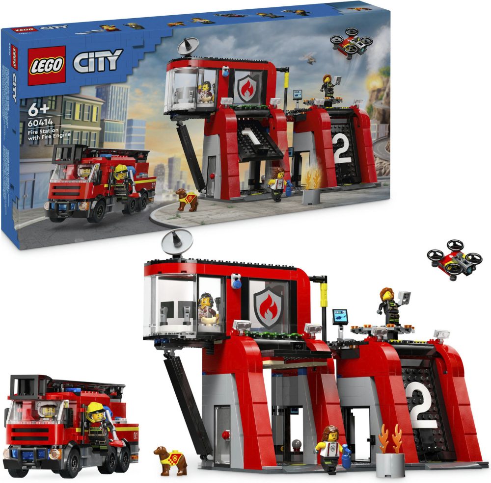 60414 Feuerwehrstation mit Drehleiterfahrzeug Multicolor