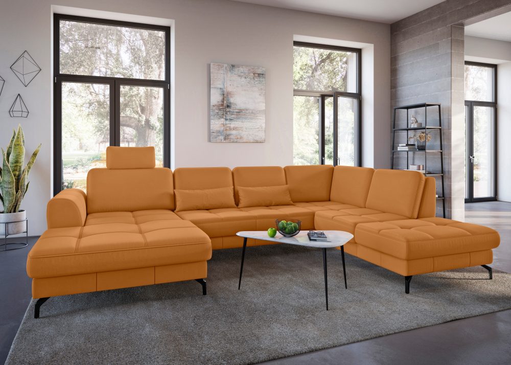 sit&more Wohnlandschaft »Bendigo V«, inklusive Sitztiefenverstellung, Bodenfreiheit 12 cm, wahlweise in 2 unterschiedlichen Fussfarben