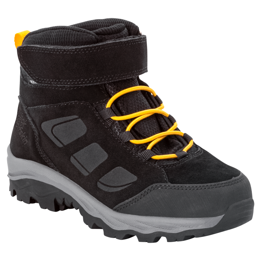 Jack Wolfskin Wasserdichte Wanderschuhe Kinder Vojo Backlength Texapore Mid Kids 31 schwarz black / burly yellow XT