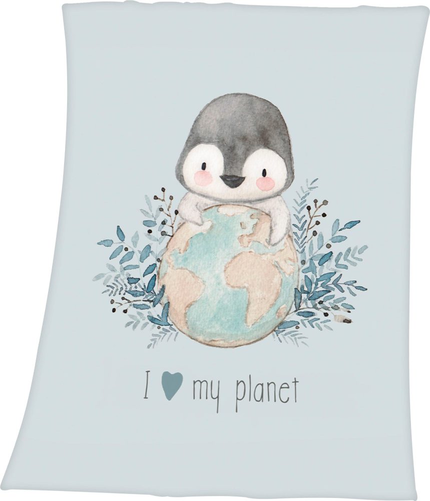 babybest® Microfaser-Flauschdecke Pinguin 70 x 100 cm