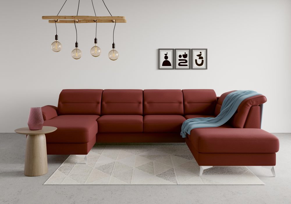 sit&more Wohnlandschaft »Sinatra«, optional mit Kopfteilverstellung und Armteilfunktion oder mit Kopfteilverstellung, Armteilfunktion, Bettfunktion und Stauraum, chromfarbene Metallfüsse