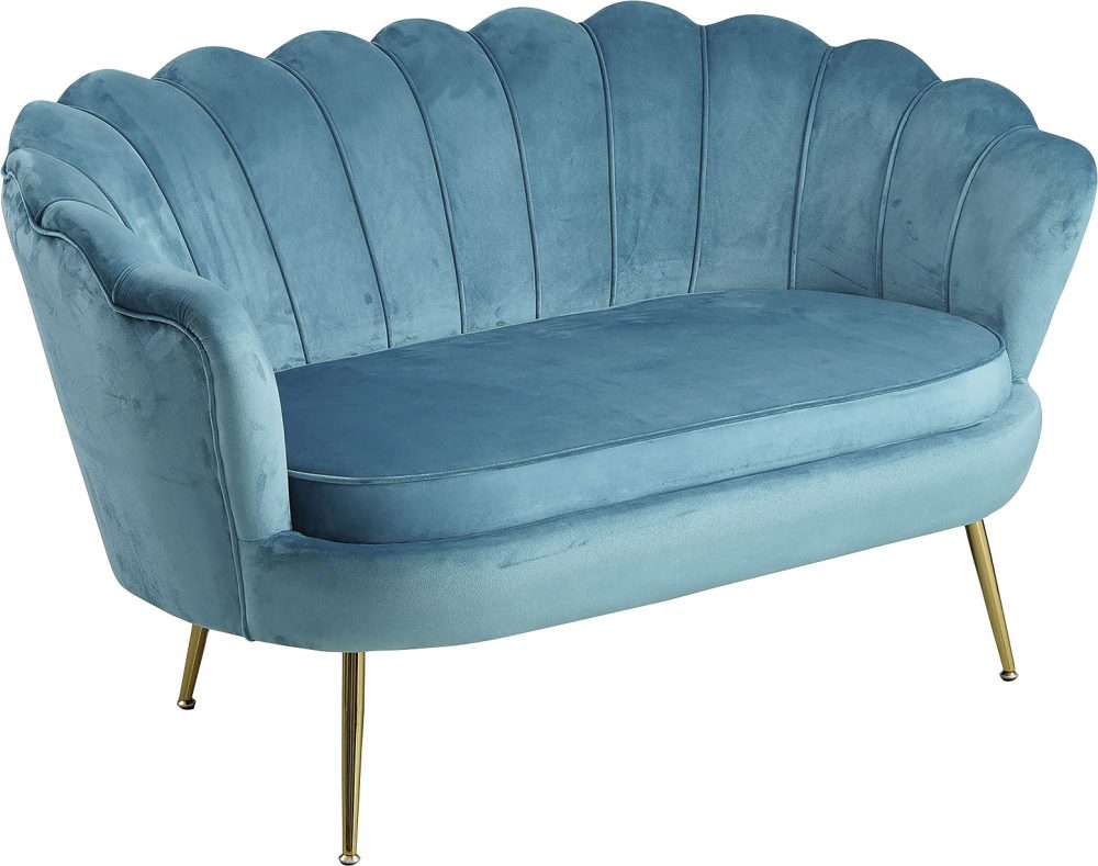 Muschelsofa Samt blau 136
