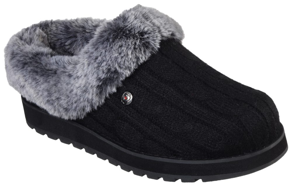 Skechers Footwear Skechers Damen/Damen Andenken stricken Ice Angel flauschige Trim Mule Hausschuhe Schwarz UK Size 3 (EU 36, US 6)