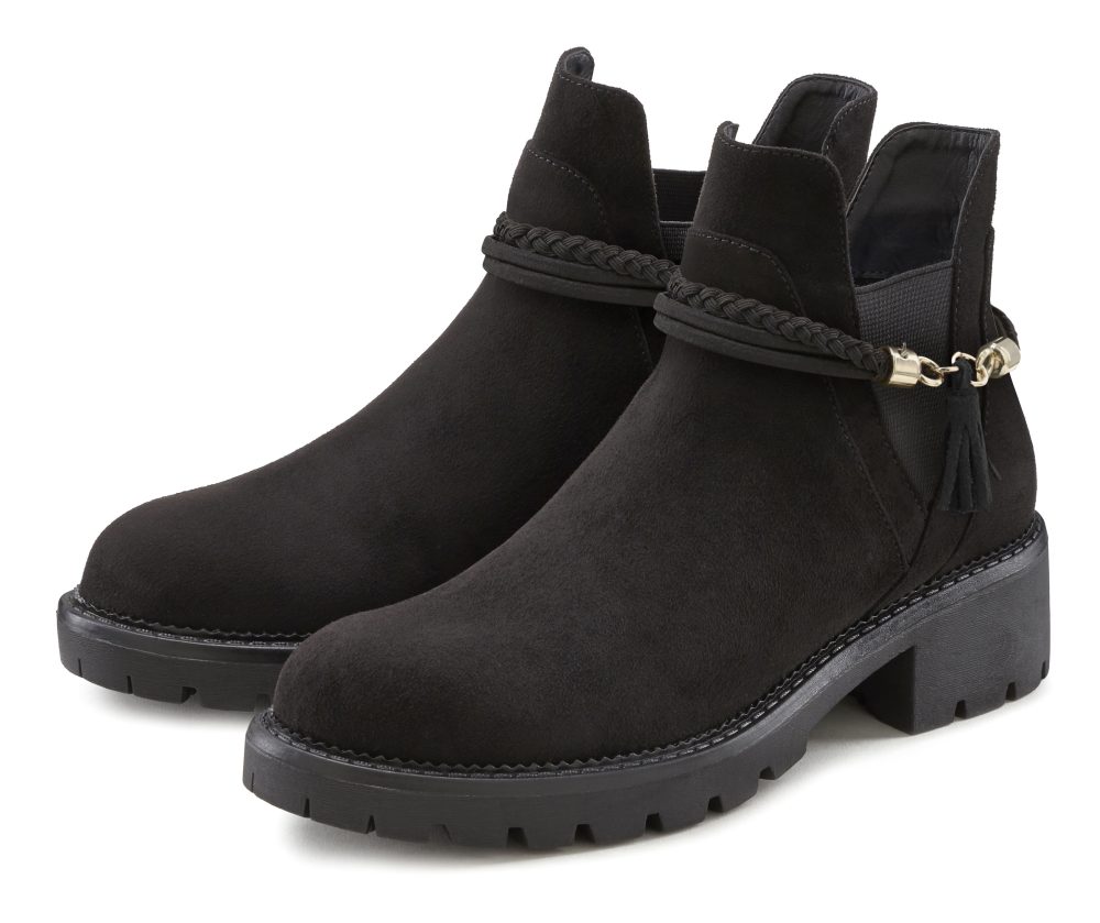 LASCANA Stiefelette, mit abnehmbarem Band und Chunky-Sohle vegan