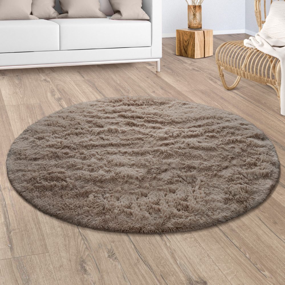 Paco Home Hochflor-Teppich »Silky 591«, rund, Uni Farben, besonders weich und kuschelig