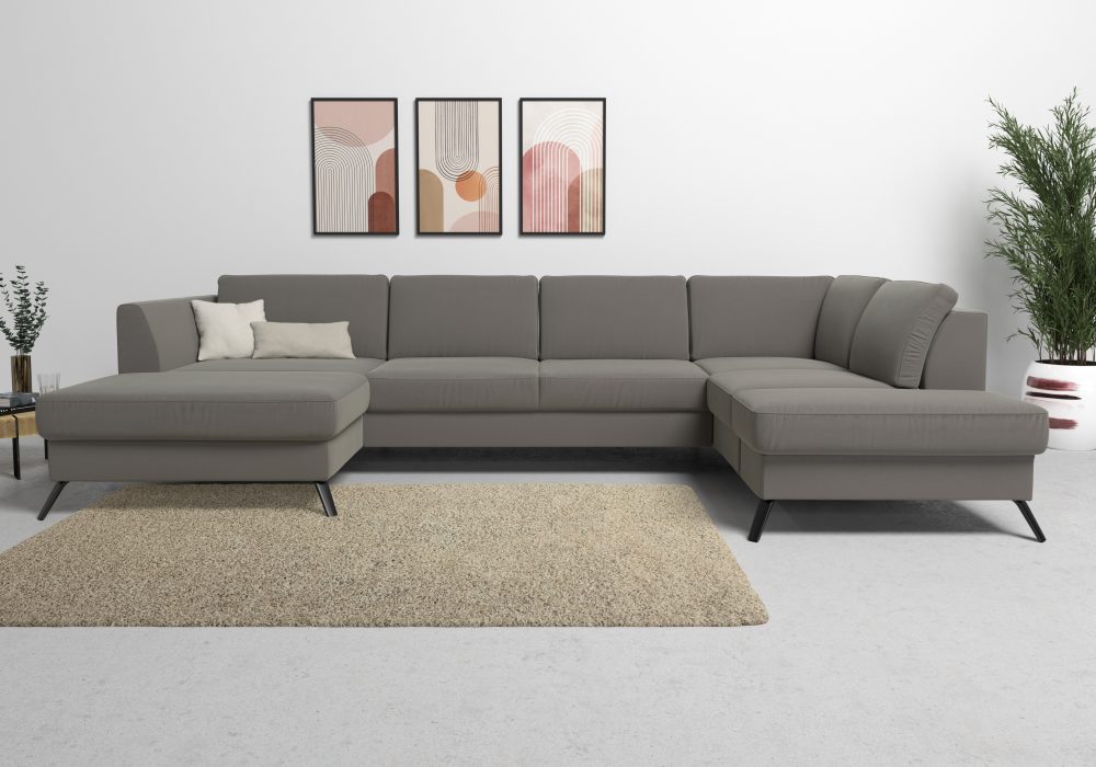 sit&more Wohnlandschaft, inklusive Sitztiefenverstellung, wahlweise mit Bettfunktion, 15cm hoch